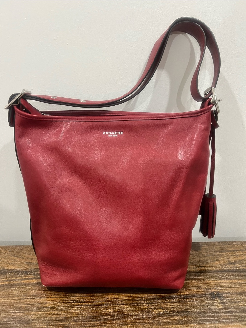 Coach Wine Red Leather Hobo Shoulder Bag